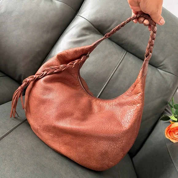 BANANA REPUBLIC Tan Leather Braided Handle Bag πππ - Picture 4 of 8